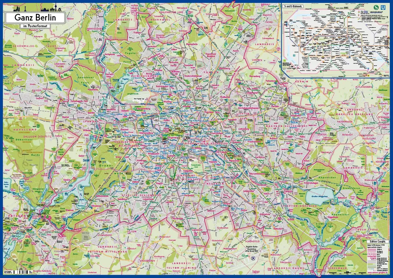 Rückseite: 9783933502742 | Ganz Berlin im Posterformat | Stadtplan 84 x 59 cm (DIN A1) | Deutsch