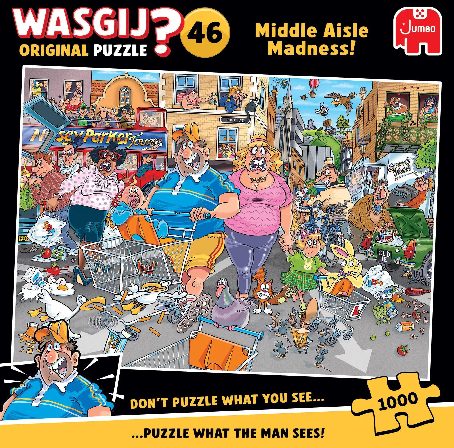 Cover: 8721017602842 | Wasgij Original 46 - Parkplatz-Wahnsinn - Puzzle 1000 Teile | Spiel