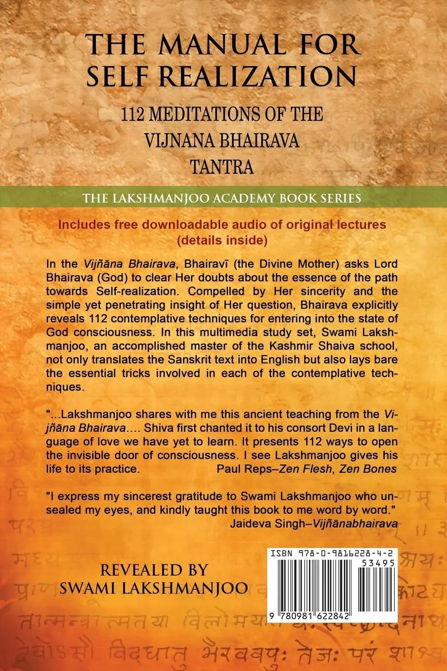 Rückseite: 9780981622842 | The Manual for Self Realization | Swami Lakshmanjoo | Taschenbuch