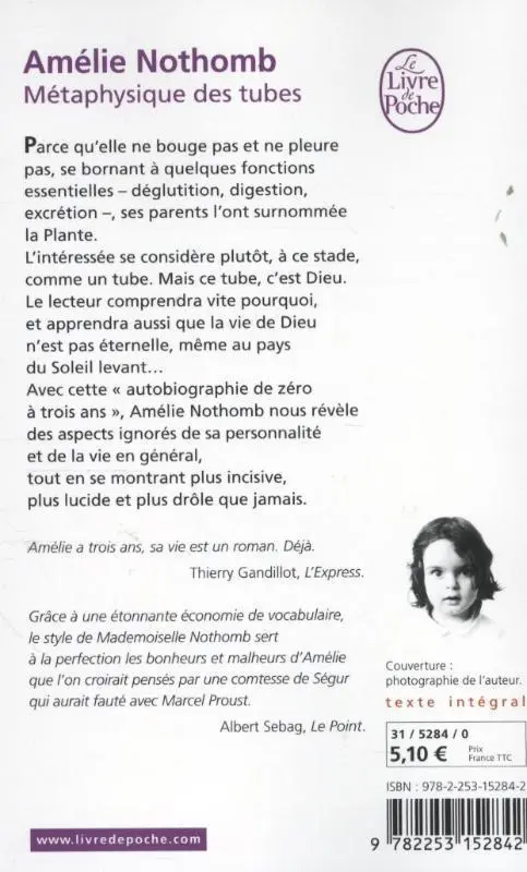 Rückseite: 9782253152842 | Metaphysique des tubes | Amélie Nothomb | Taschenbuch | 156 S. | 2002