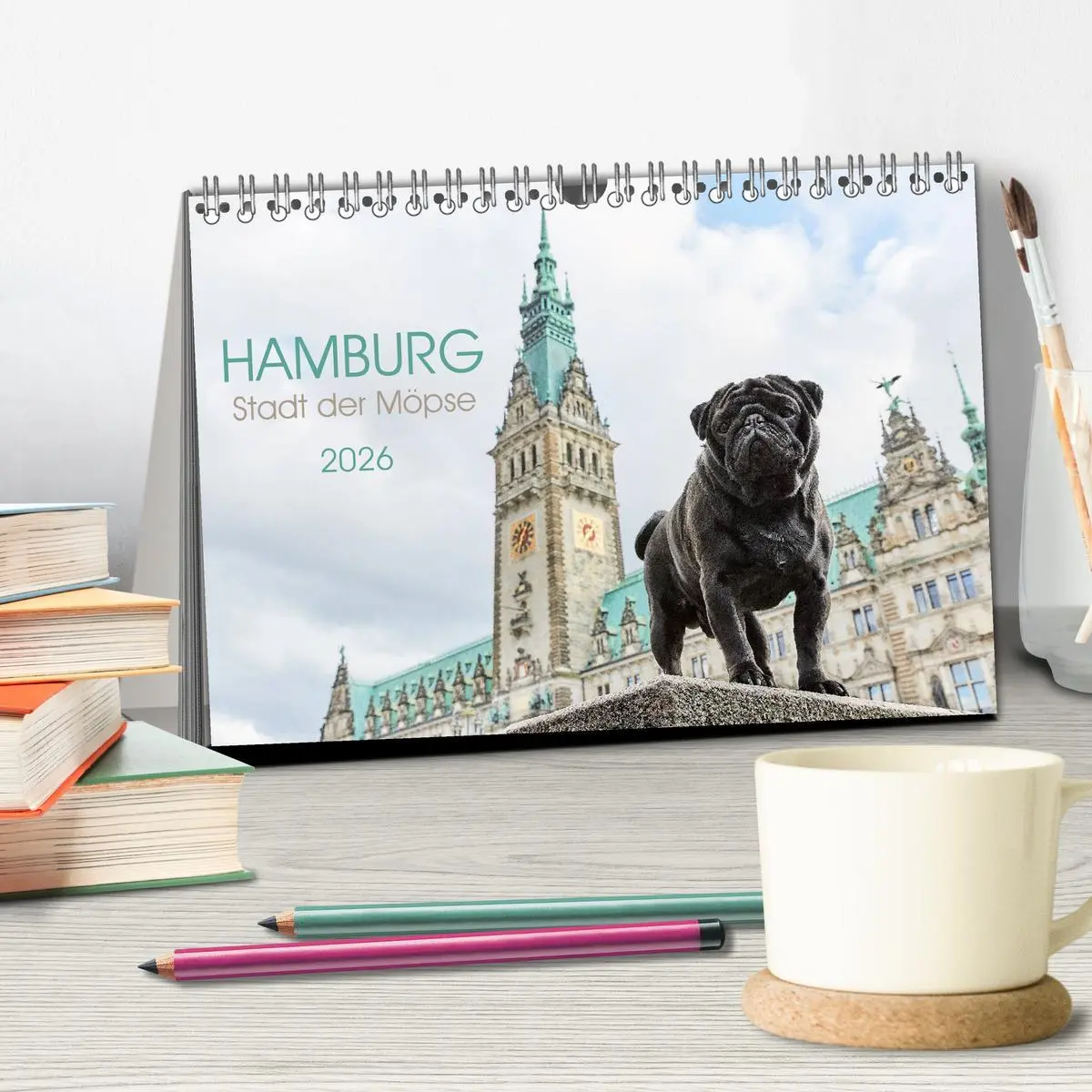 Bild: 9783457852842 | Hamburg - Stadt der Möpse (Tischkalender 2026 DIN A5 quer),...