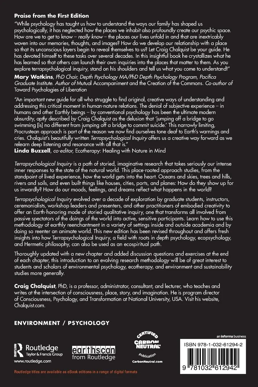 Rückseite: 9781032612942 | Terrapsychological Inquiry | Craig Chalquist | Taschenbuch | Englisch
