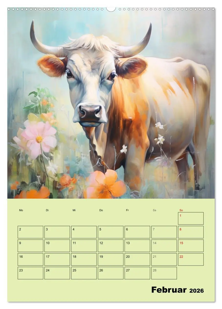 Bild: 9783516312942 | Zauberhafte Kühe. Duftige Aquarelle von tollen Tieren (Wandkalender...