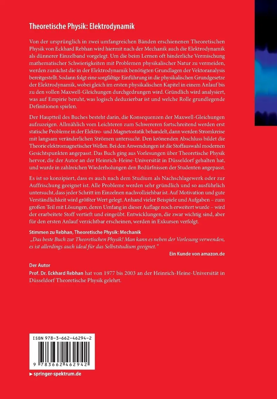 Rückseite: 9783662462942 | Theoretische Physik: Elektrodynamik | Eckhard Rebhan | Taschenbuch