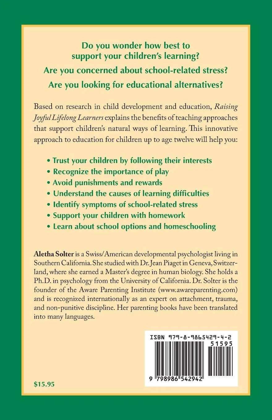 Rückseite: 9798986542942 | Raising Joyful Lifelong Learners | Aletha J. Solter | Taschenbuch