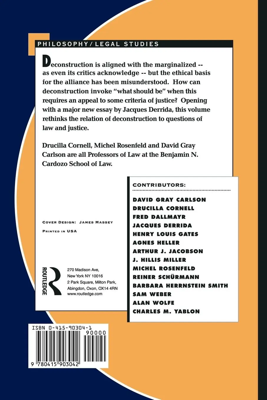 Rückseite: 9780415903042 | Deconstruction and the Possibility of Justice | Cornell (u. a.) | Buch