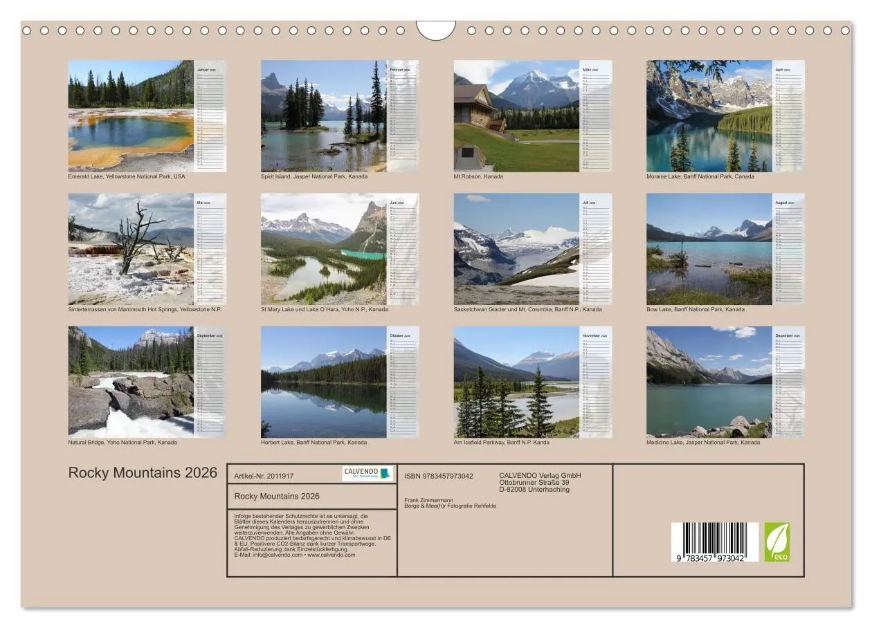 Bild: 9783457973042 | Rocky Mountains 2026 (Wandkalender 2026 DIN A3 quer), CALVENDO...