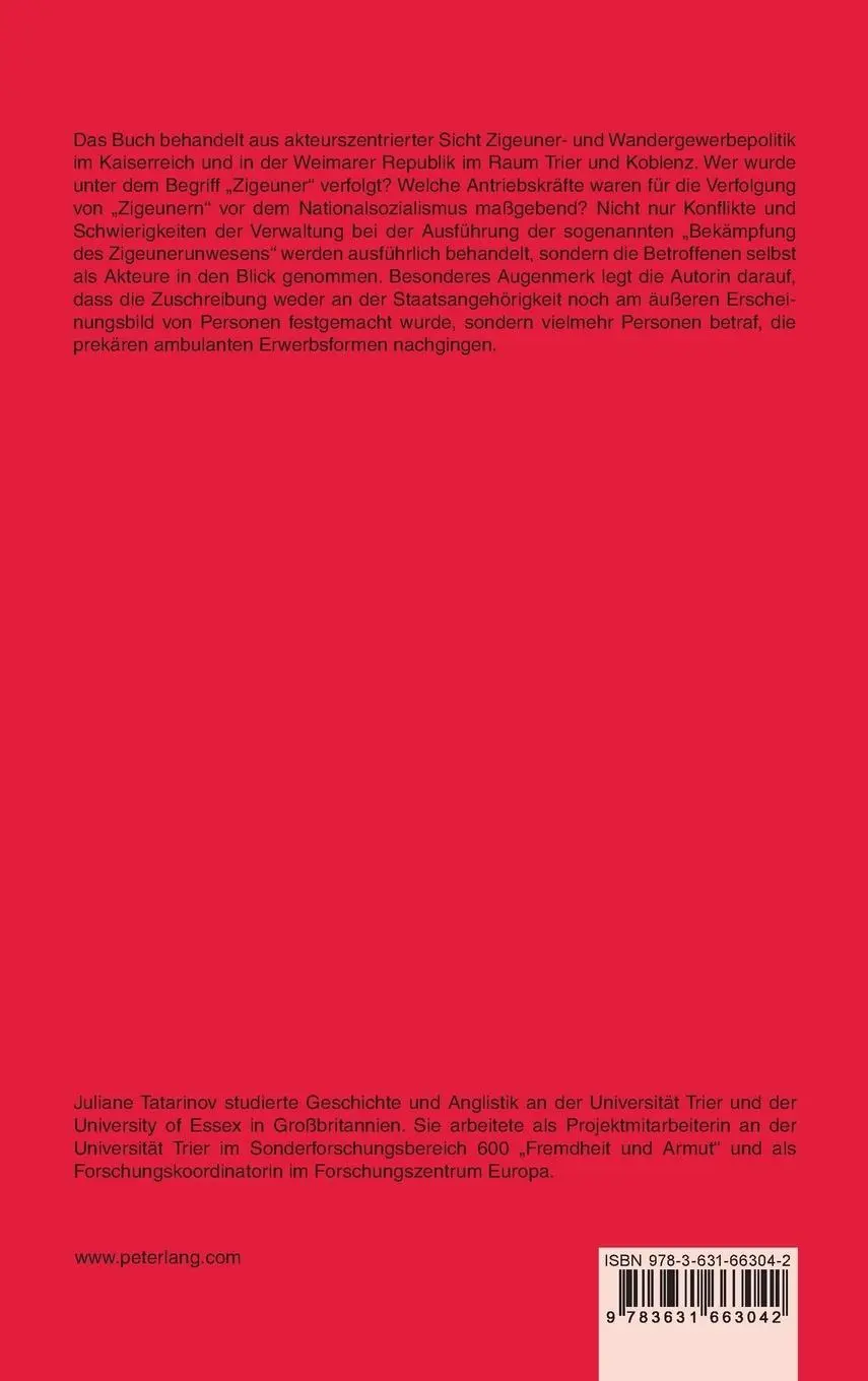 Rückseite: 9783631663042 | Kriminalisierung des ambulanten Gewerbes | Juliane Tatarinov | Buch