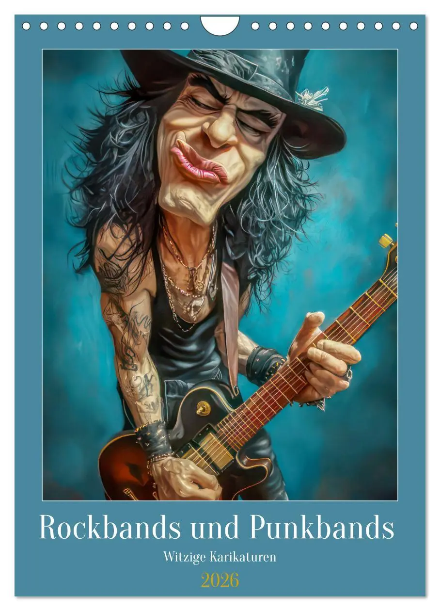 Cover: 9783457273142 | Rockbands und Punkbands - Witzige Karikaturen (Wandkalender 2026...