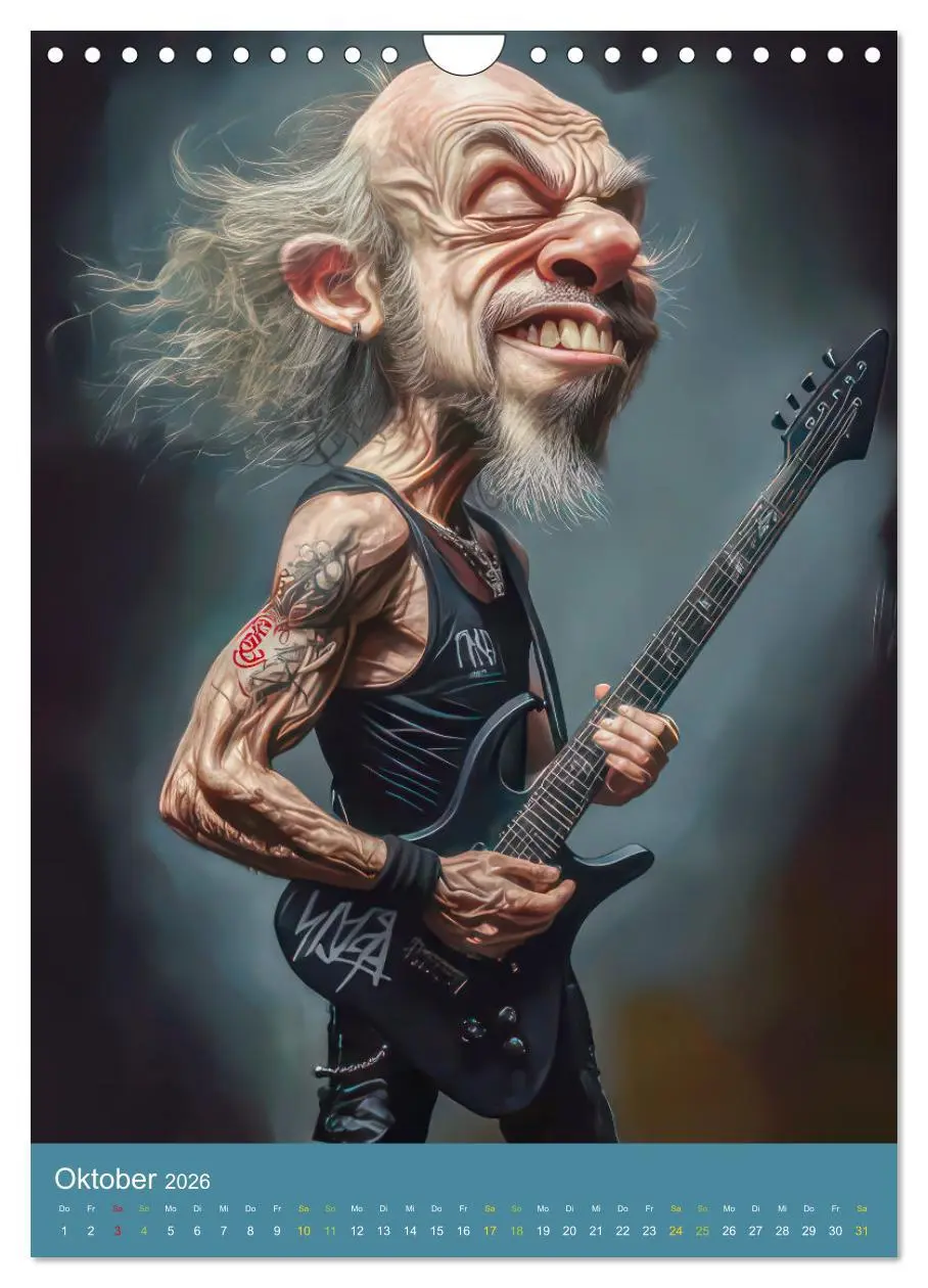 Bild: 9783457273142 | Rockbands und Punkbands - Witzige Karikaturen (Wandkalender 2026...