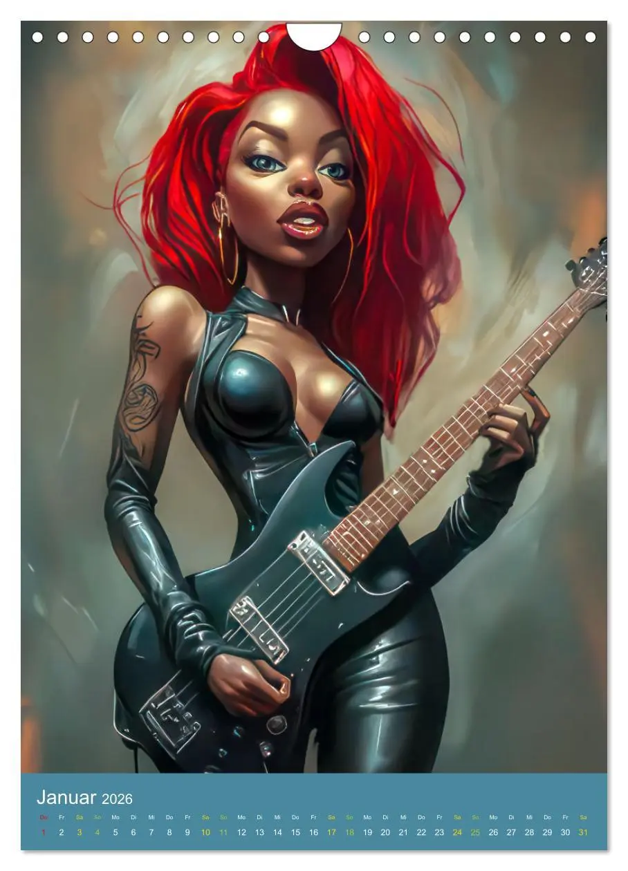 Bild: 9783457273142 | Rockbands und Punkbands - Witzige Karikaturen (Wandkalender 2026...
