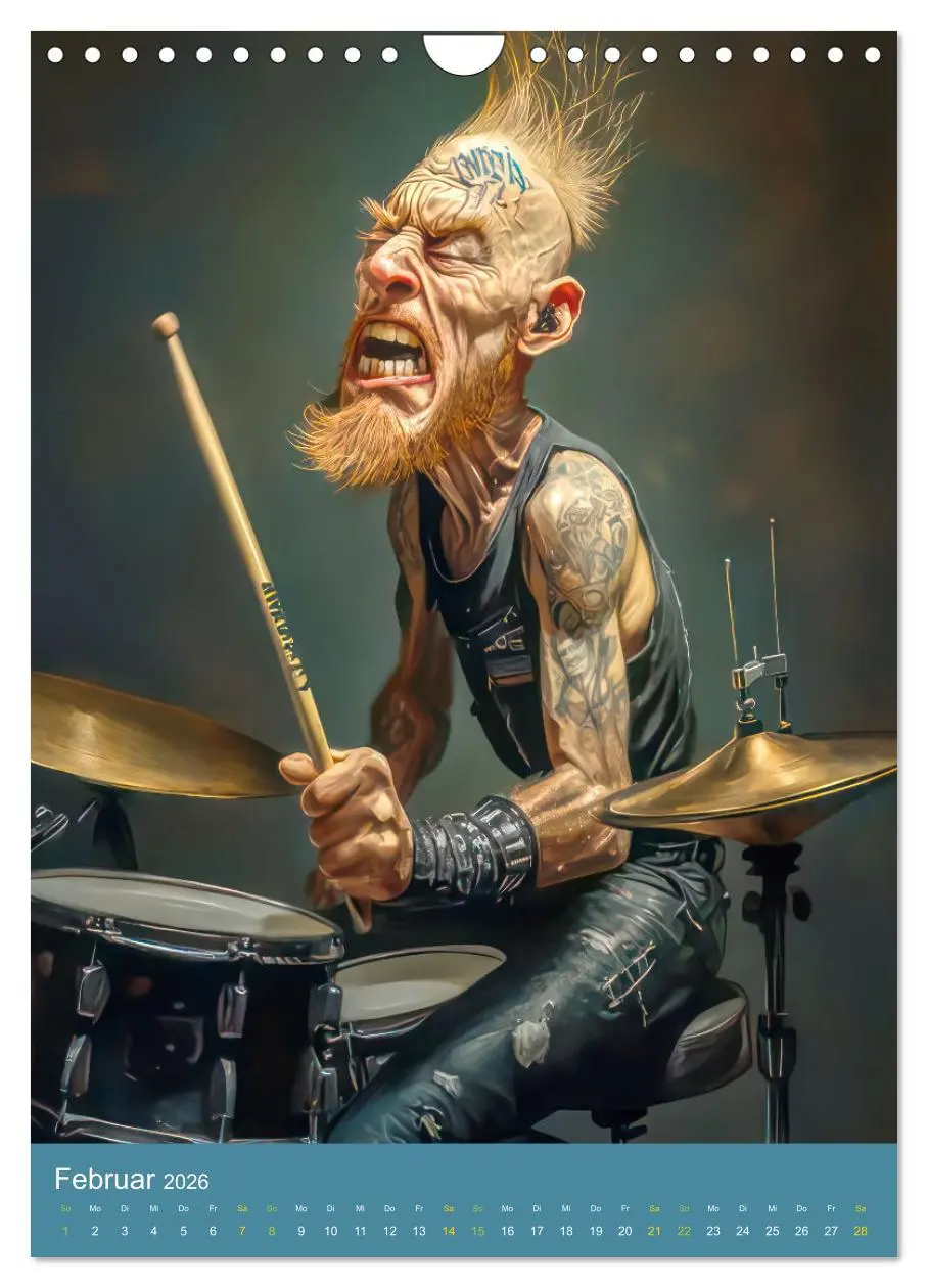 Bild: 9783457273142 | Rockbands und Punkbands - Witzige Karikaturen (Wandkalender 2026...