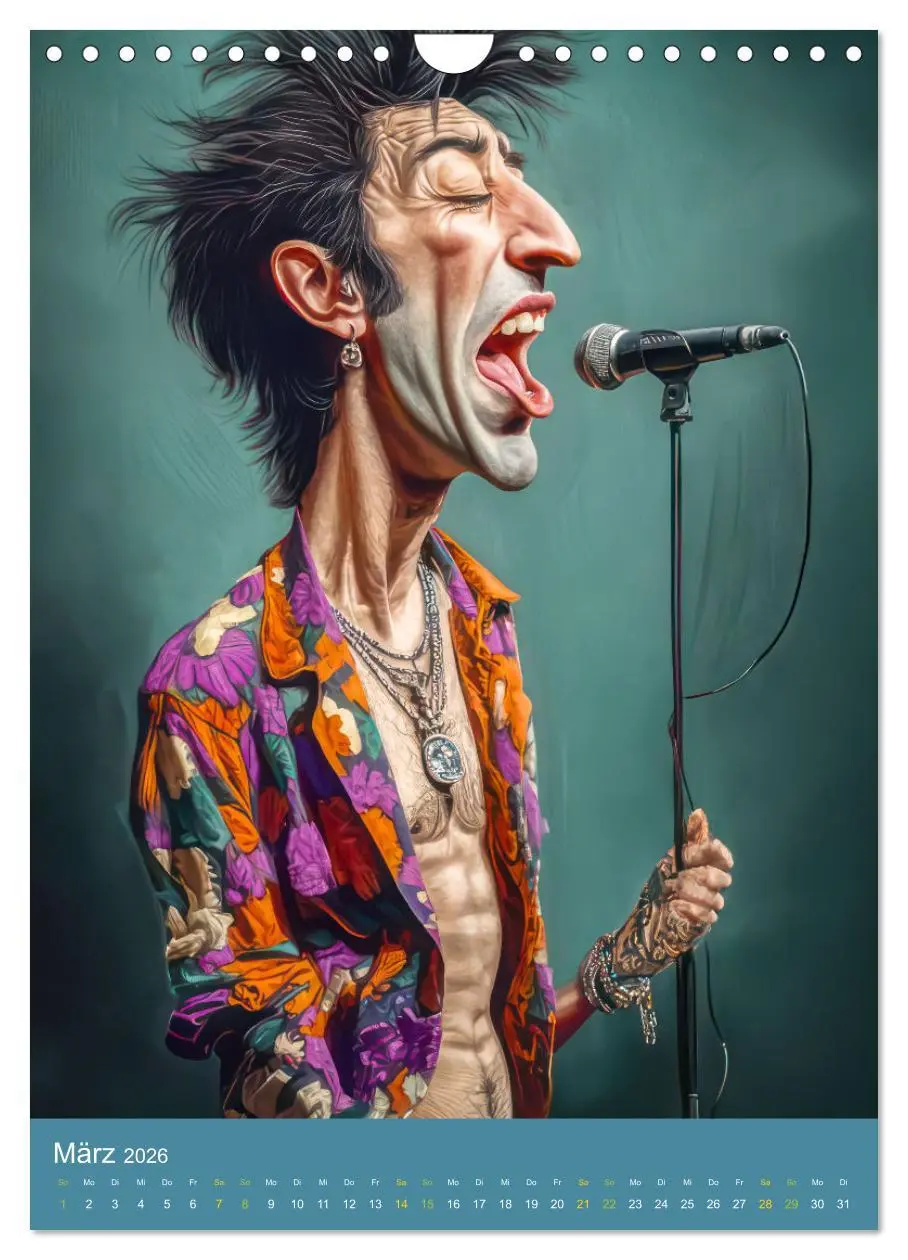 Bild: 9783457273142 | Rockbands und Punkbands - Witzige Karikaturen (Wandkalender 2026...