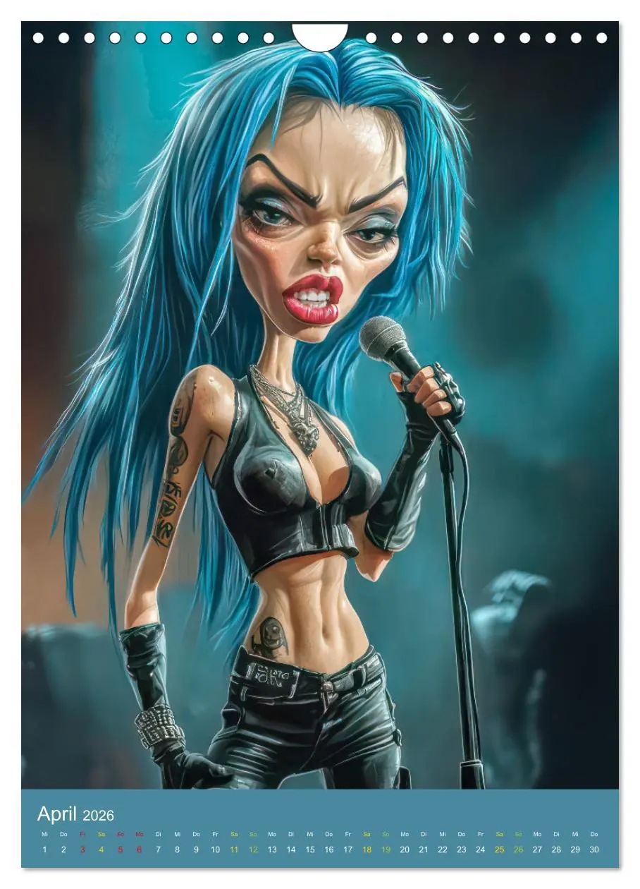 Bild: 9783457273142 | Rockbands und Punkbands - Witzige Karikaturen (Wandkalender 2026...