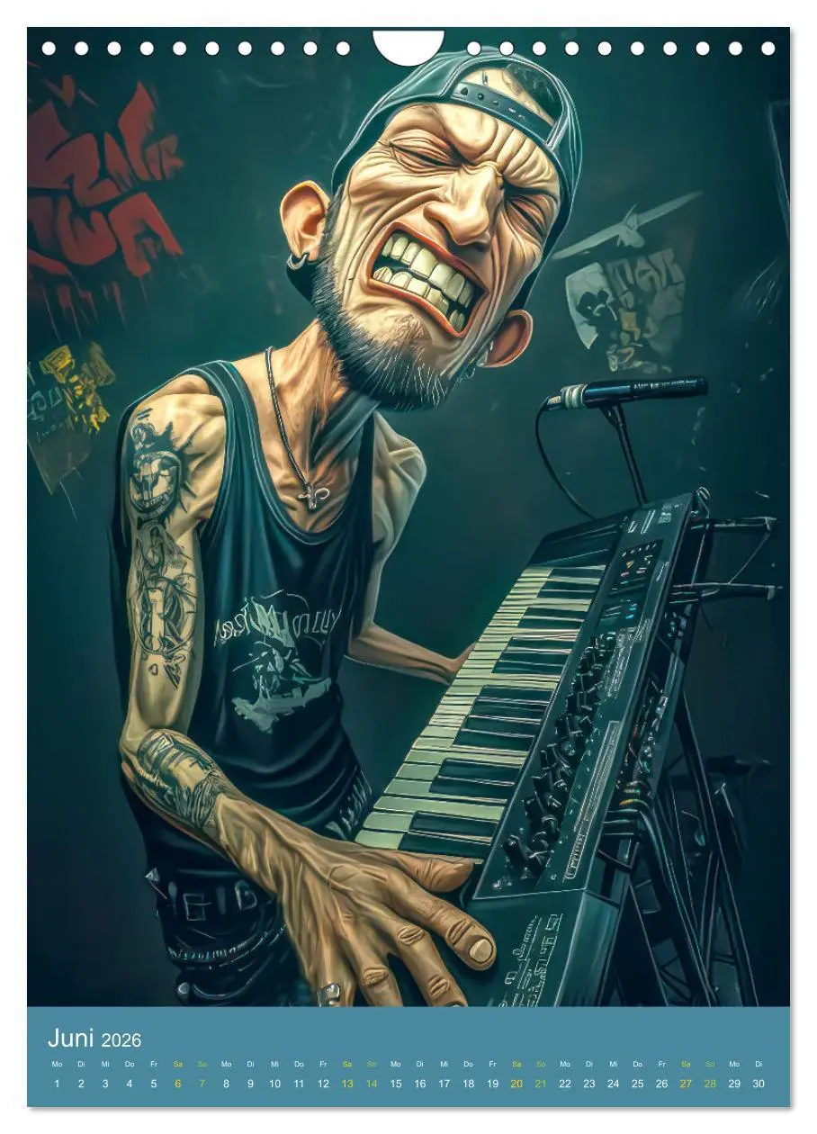 Bild: 9783457273142 | Rockbands und Punkbands - Witzige Karikaturen (Wandkalender 2026...