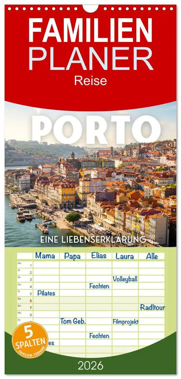 Cover: 9783516503142 | Familienplaner 2026 - Porto - Eine Liebeserklärung mit 5 Spalten...