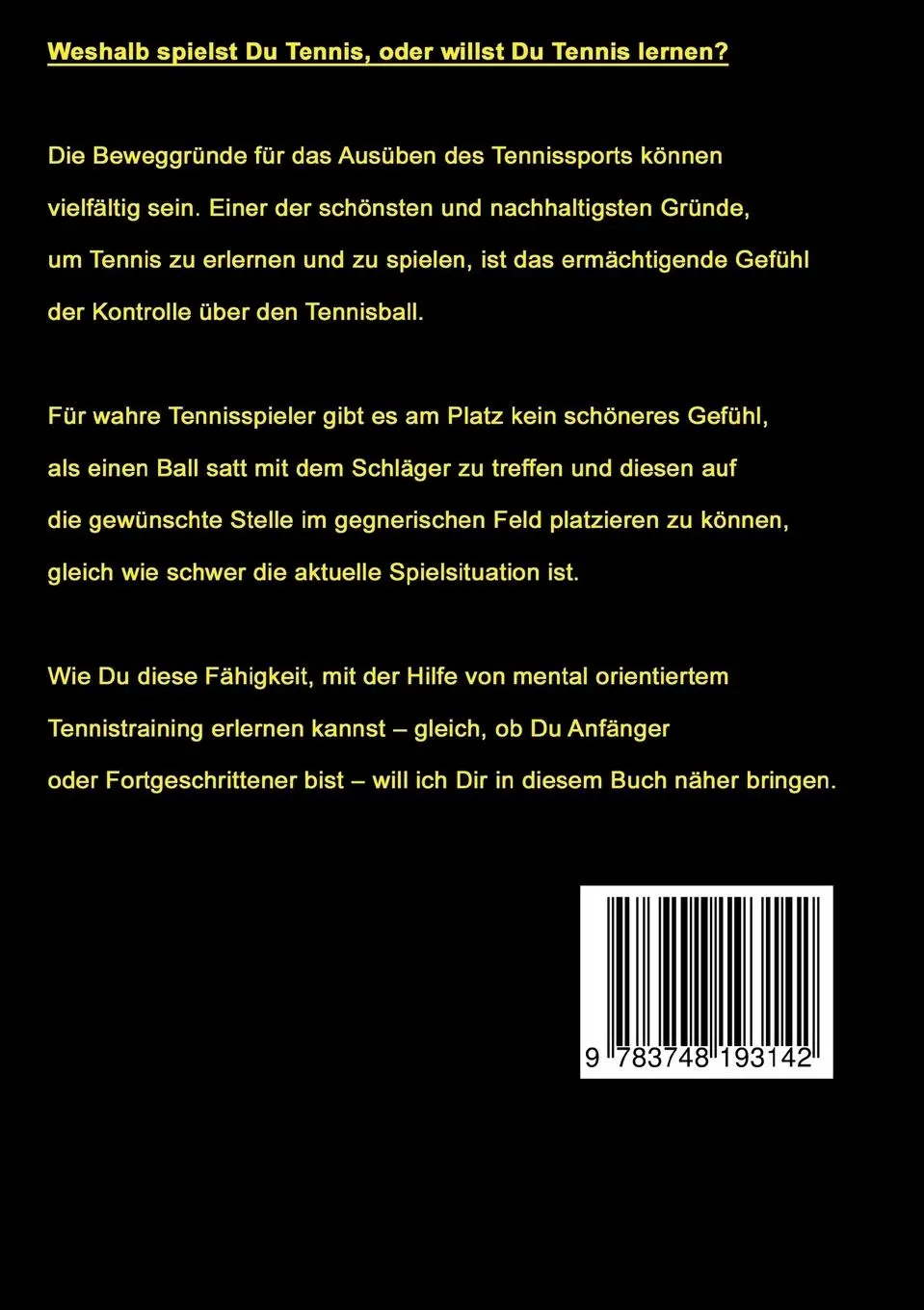 Rückseite: 9783748193142 | Mental:tennis 2.0 | wie Technik &amp; Fitness zweitrangig wird | Hitzler