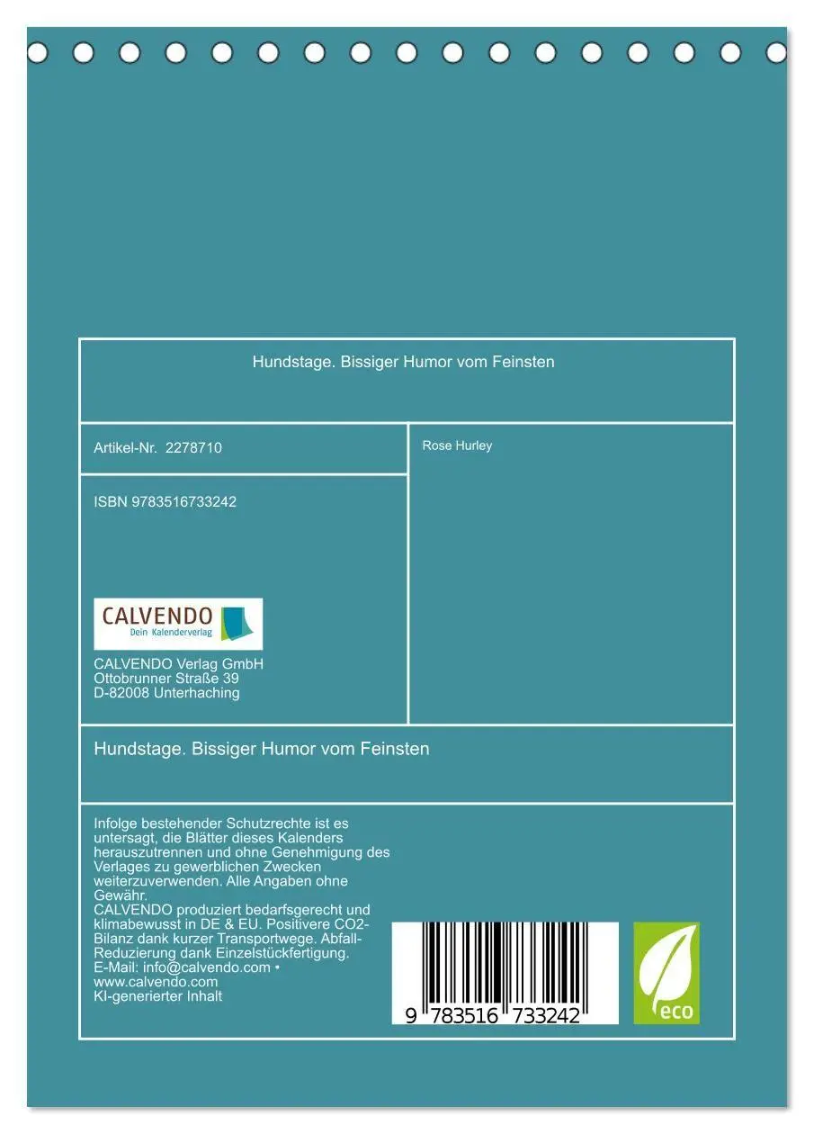 Bild: 9783516733242 | Hundstage. Bissiger Humor vom Feinsten (Tischkalender 2026 DIN A5...