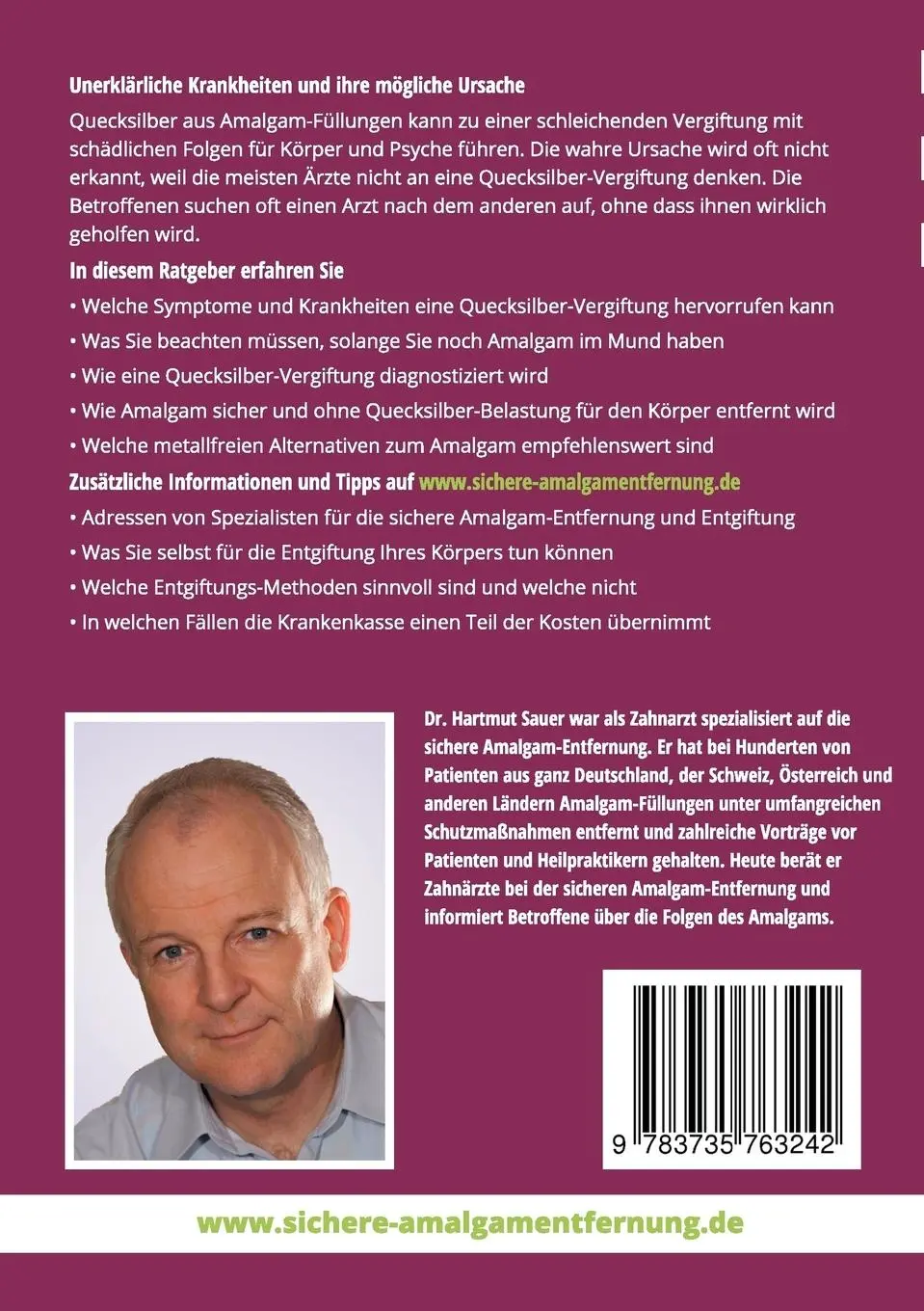 Rückseite: 9783735763242 | Die sichere Amalgam-Entfernung | Hartmut Sauer | Taschenbuch | 116 S.