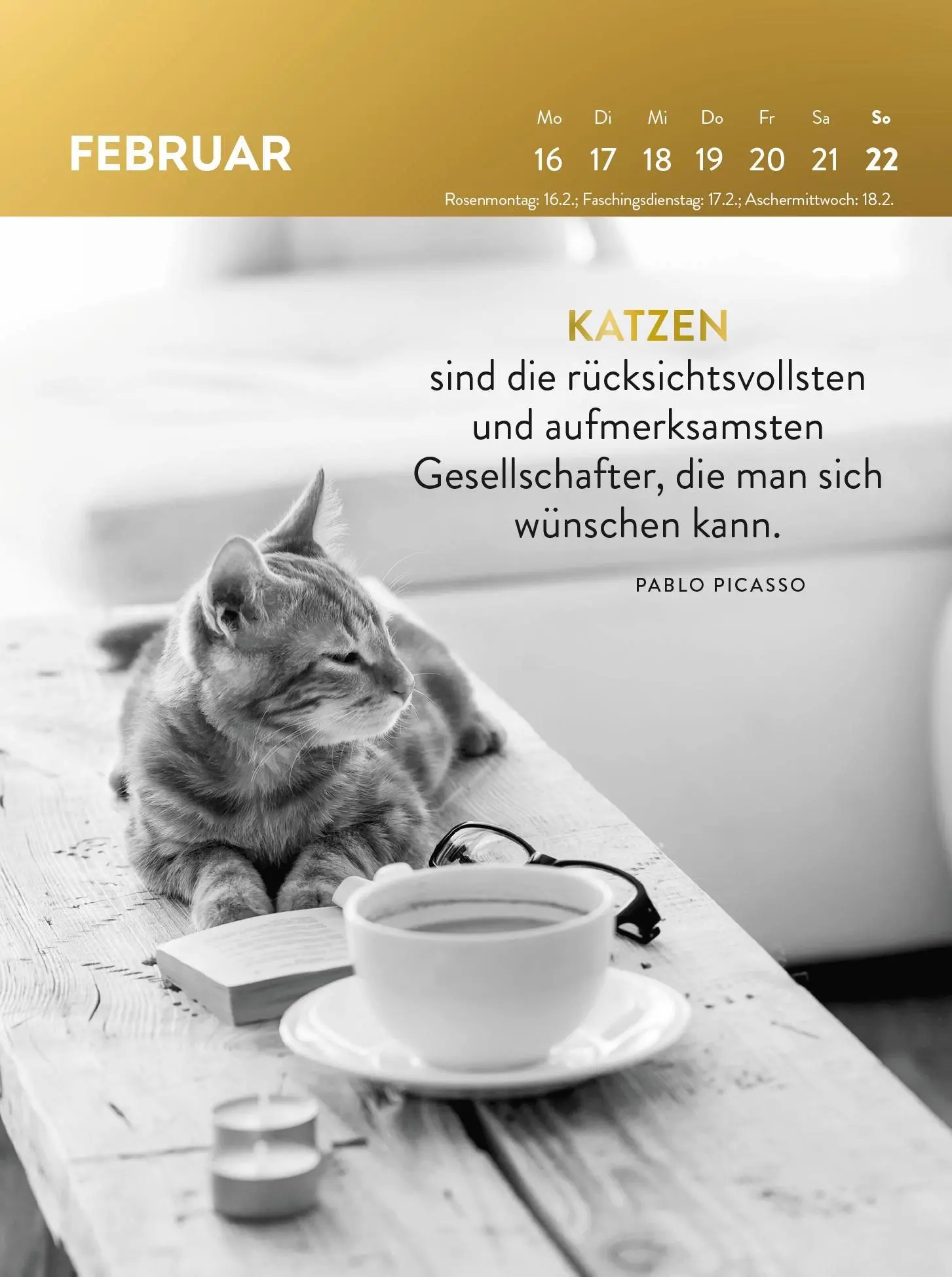 Bild: 4036442013342 | Wochenkalender 2026: Goldene Katzenweisheiten für jeden Tag | Verlag
