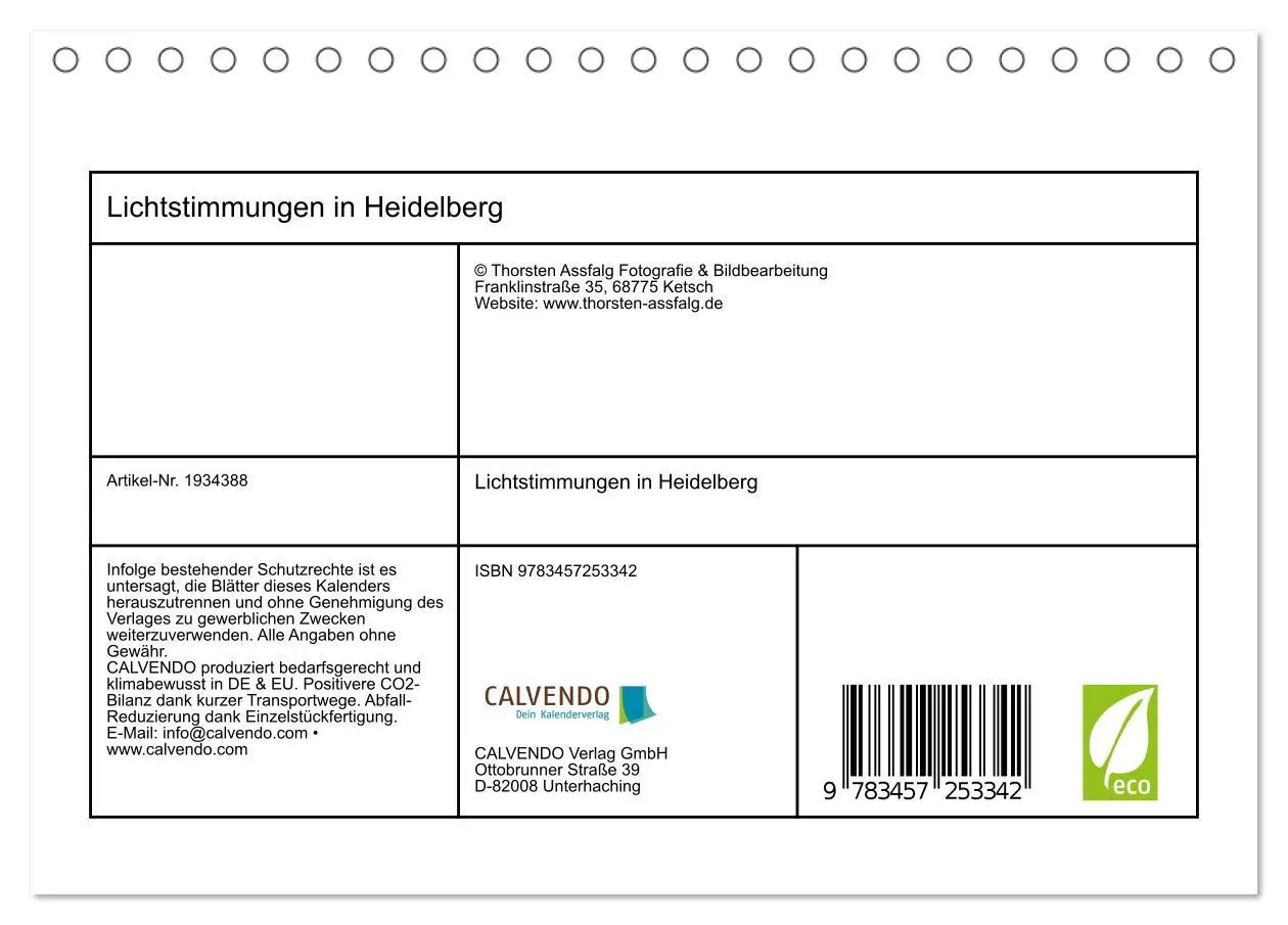 Bild: 9783457253342 | Lichtstimmungen in Heidelberg (Tischkalender 2026 DIN A5 quer),...