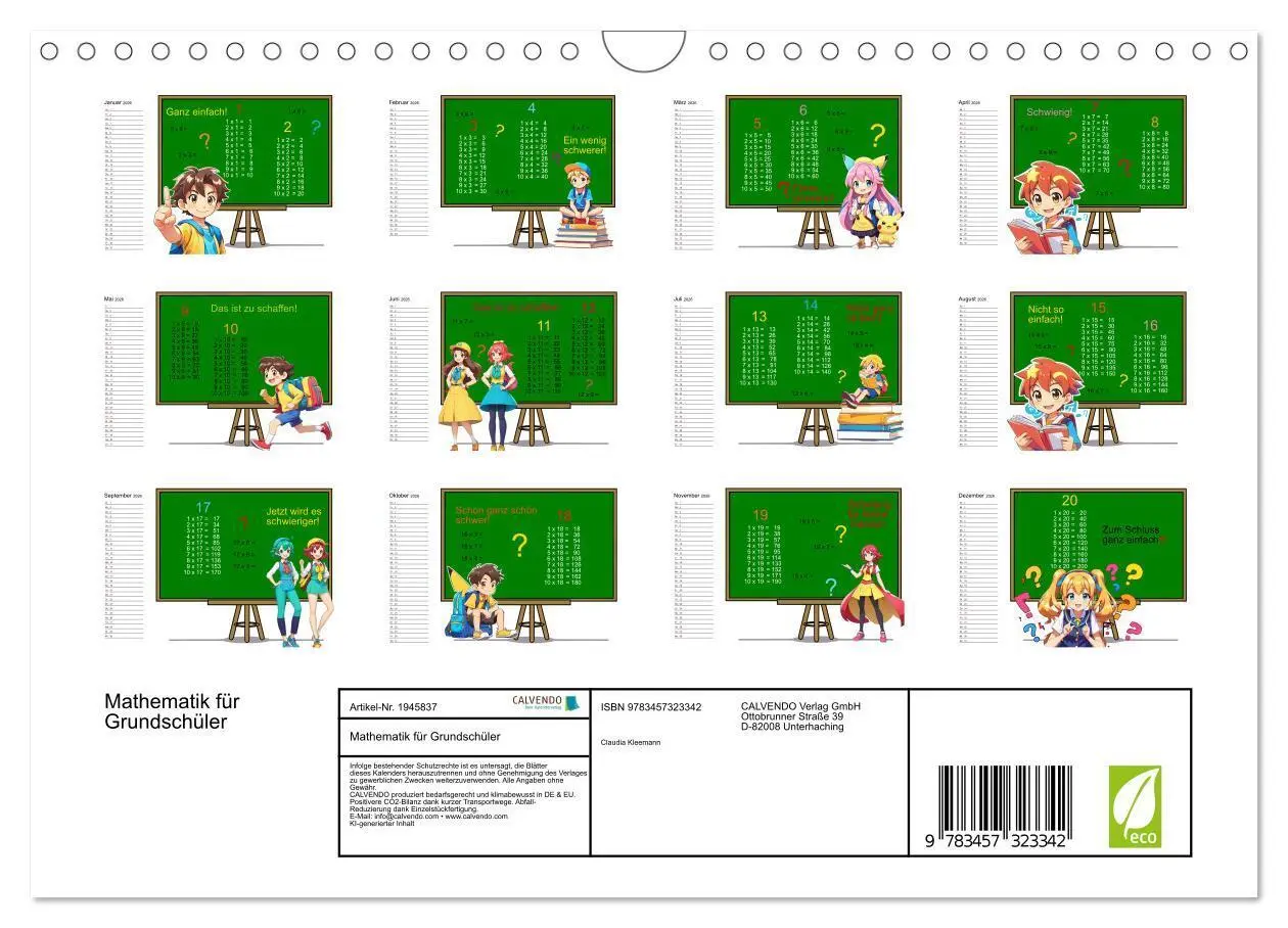 Bild: 9783457323342 | Mathematik für Grundschüler (Wandkalender 2026 DIN A4 quer),...