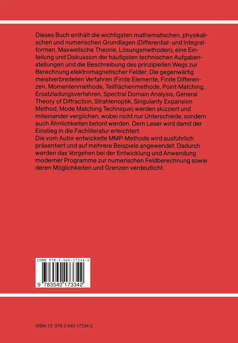 Rückseite: 9783540173342 | Numerische Berechnung elektromagnetischer Felder | Christian Hafner
