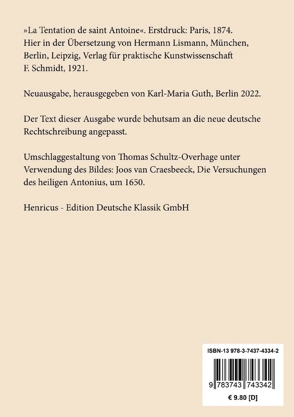 Rückseite: 9783743743342 | Die Versuchung des heiligen Antonius | Gustave Flaubert | Taschenbuch