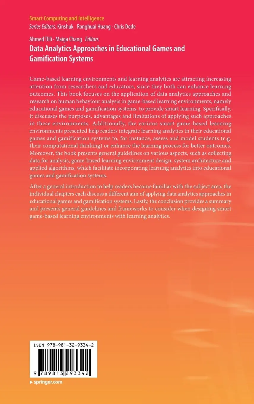 Rückseite: 9789813293342 | Data Analytics Approaches in Educational Games and Gamification...