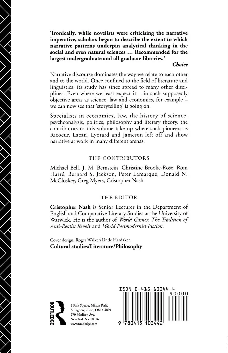 Rückseite: 9780415103442 | Narrative in Culture | Cristopher Nash | Taschenbuch | Englisch | 1994