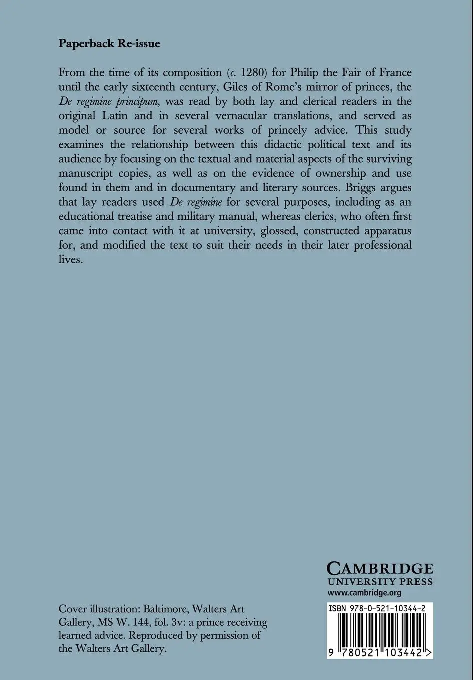 Rückseite: 9780521103442 | Giles of Rome's de Regimine Principum | Charles Frederick Briggs