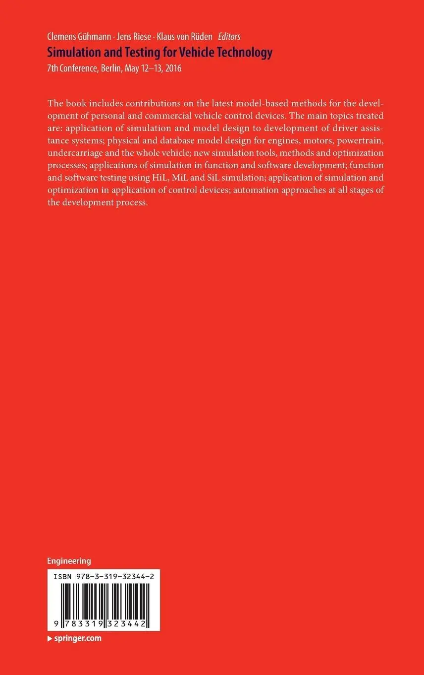 Rückseite: 9783319323442 | Simulation and Testing for Vehicle Technology | Gühmann (u. a.) | Buch