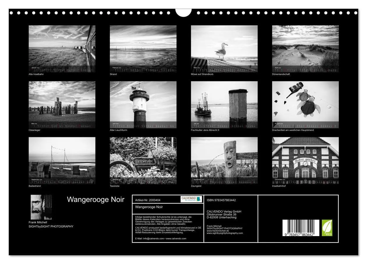 Bild: 9783457863442 | Wangerooge Noir (Wandkalender 2026 DIN A3 quer), CALVENDO...