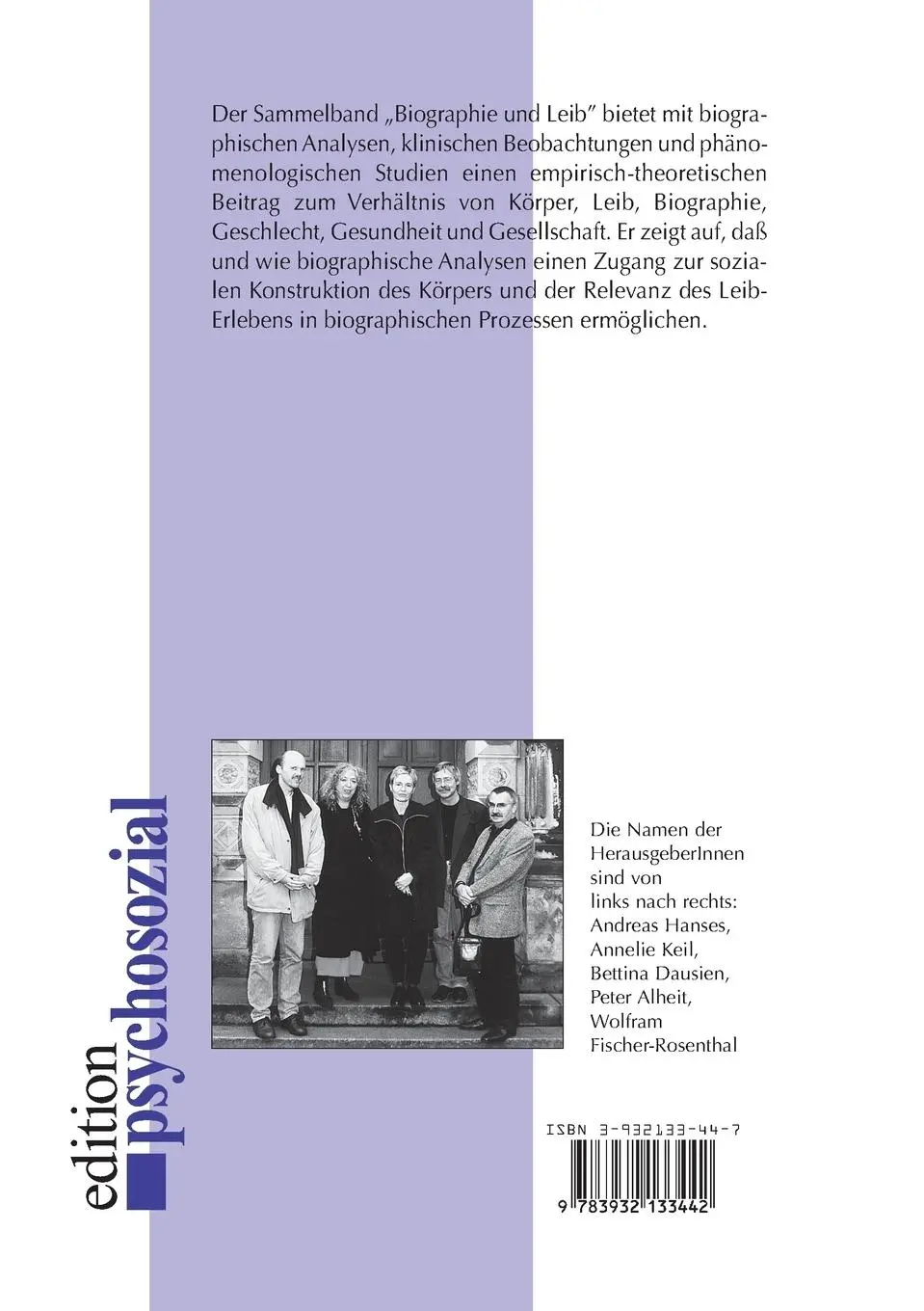Rückseite: 9783932133442 | Biographie und Leib | Peter Alheit (u. a.) | Taschenbuch | 300 S.