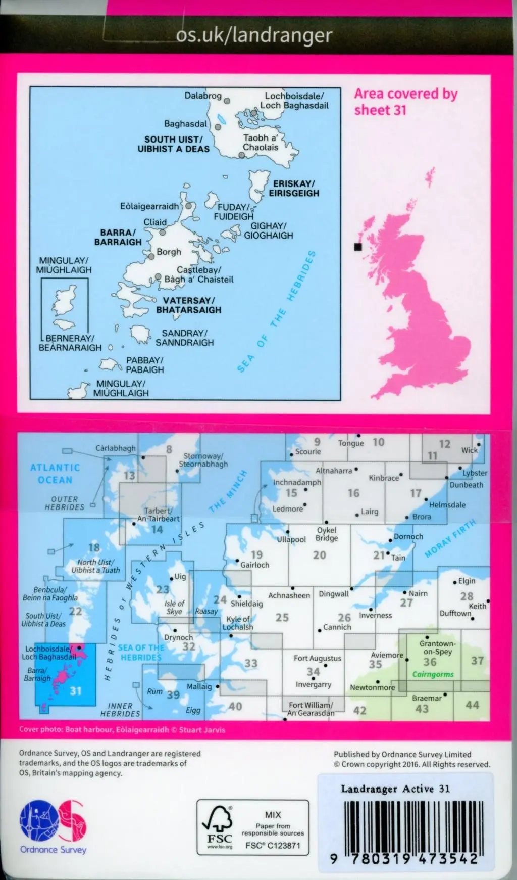 Bild: 9780319473542 | Barra &amp; South Uist, Vatersay &amp; Eriskay | Ordnance Survey | Englisch
