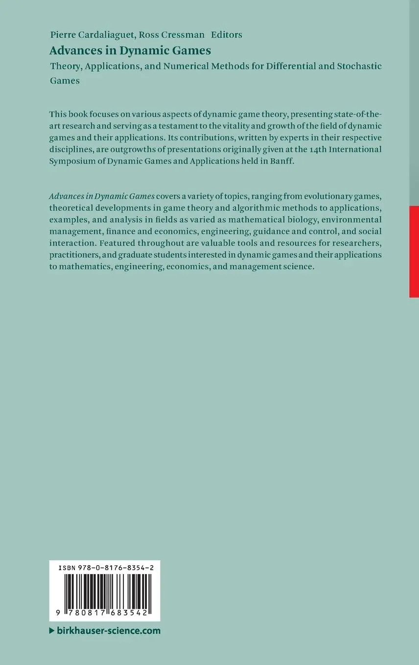 Rückseite: 9780817683542 | Advances in Dynamic Games | Ross Cressman (u. a.) | Buch | xvii | 2012
