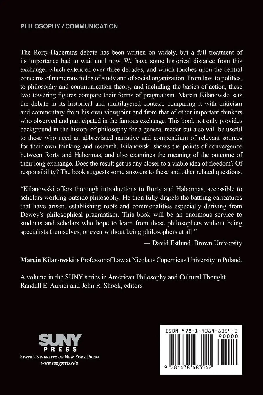Rückseite: 9781438483542 | The Rorty-Habermas Debate | Toward Freedom as Responsibility | Buch