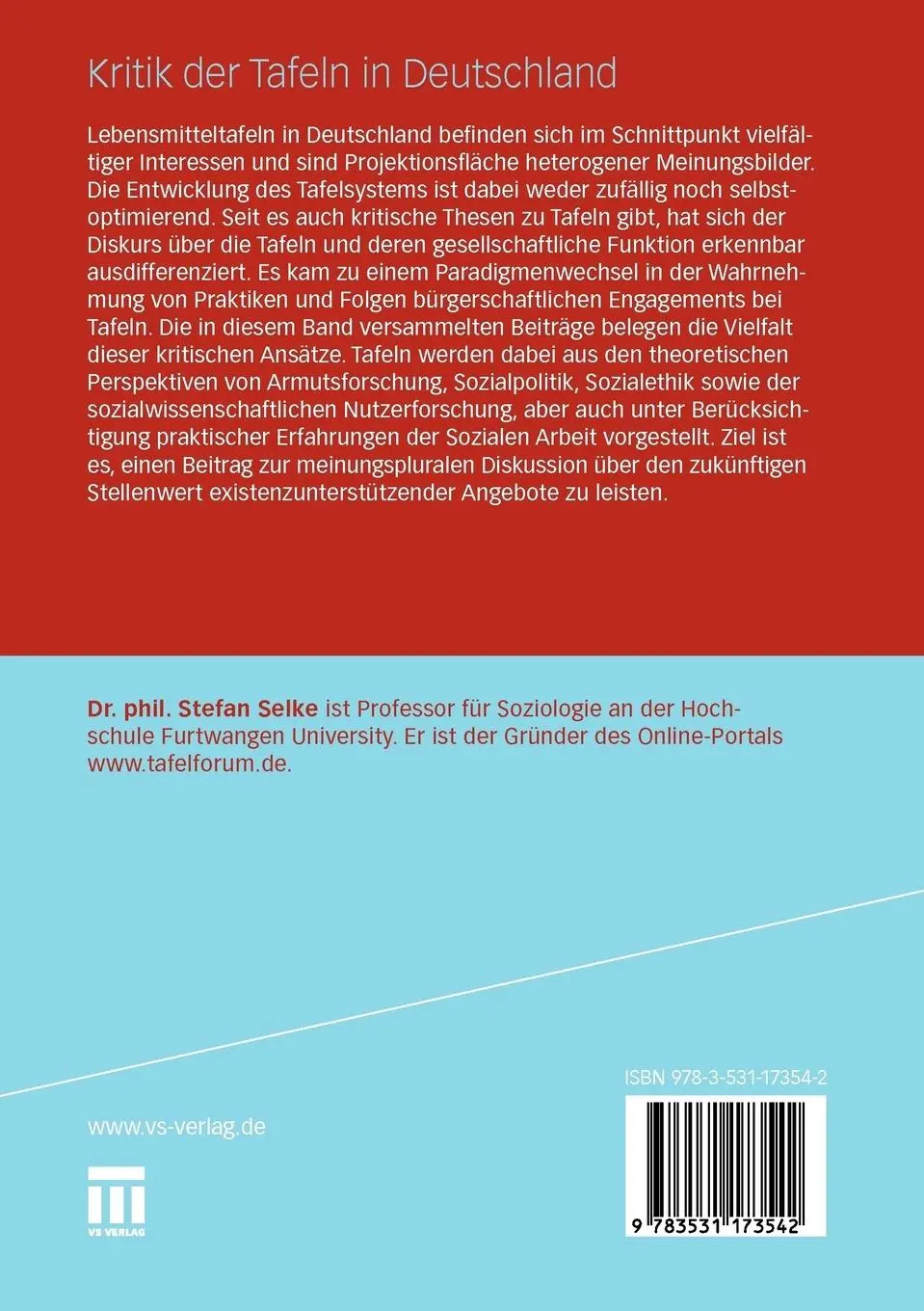 Rückseite: 9783531173542 | Kritik der Tafeln in Deutschland | Stefan Selke | Taschenbuch | 335 S.