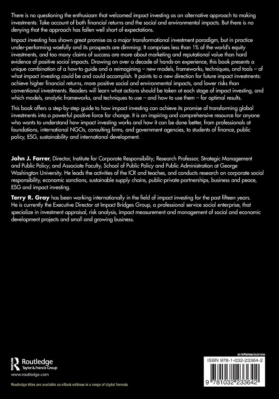 Rückseite: 9781032233642 | Impact Investing at a Crossroads | A Pathway Forward | Forrer (u. a.)