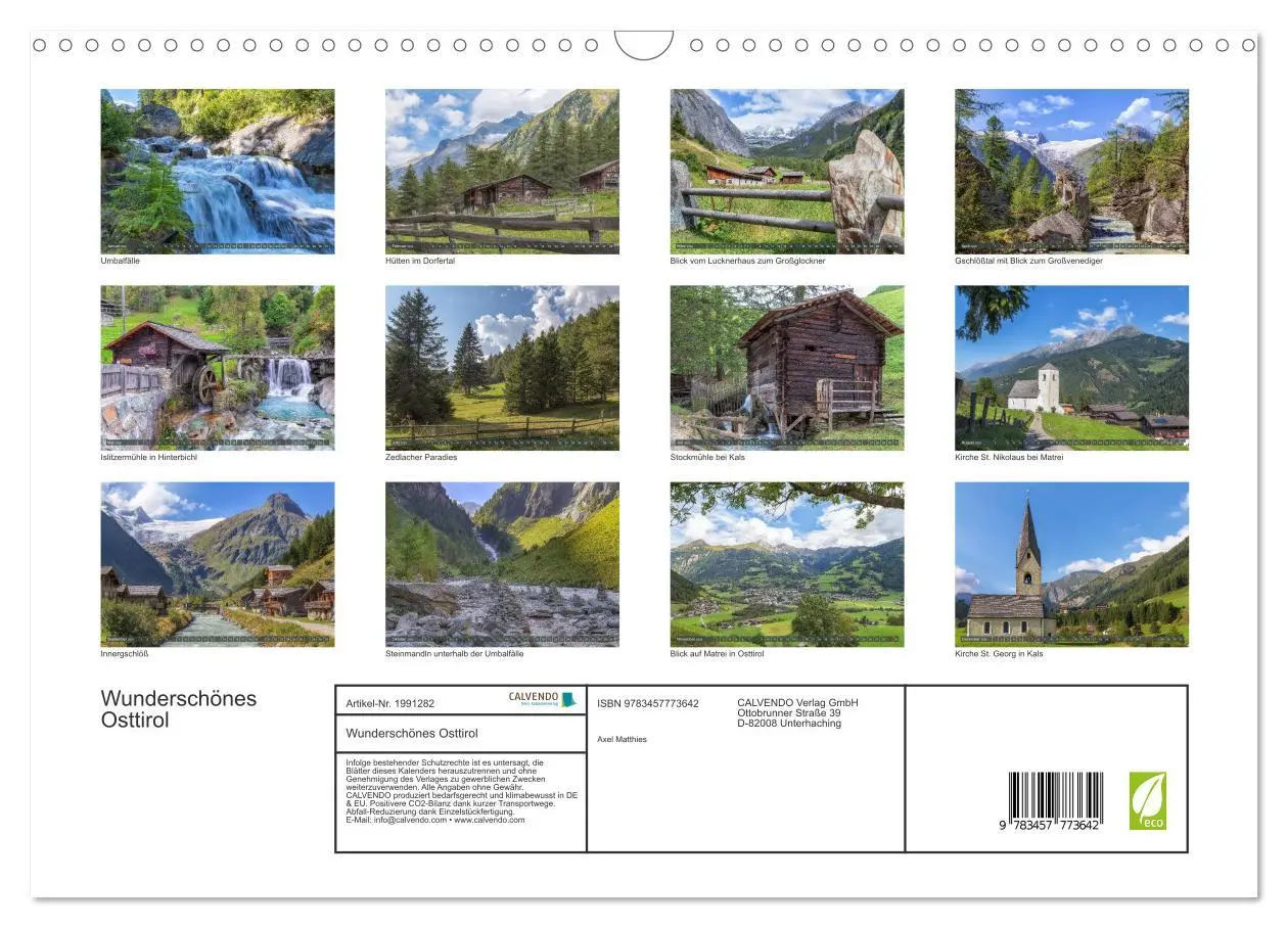 Bild: 9783457773642 | Wunderschönes Osttirol (Wandkalender 2026 DIN A3 quer), CALVENDO...