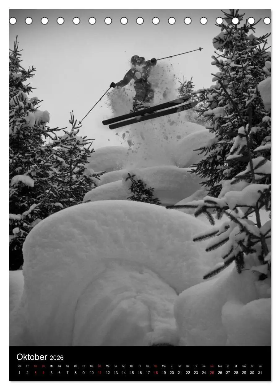 Bild: 9783516483642 | Monochrome Ski (Tischkalender 2026 DIN A5 hoch), CALVENDO...