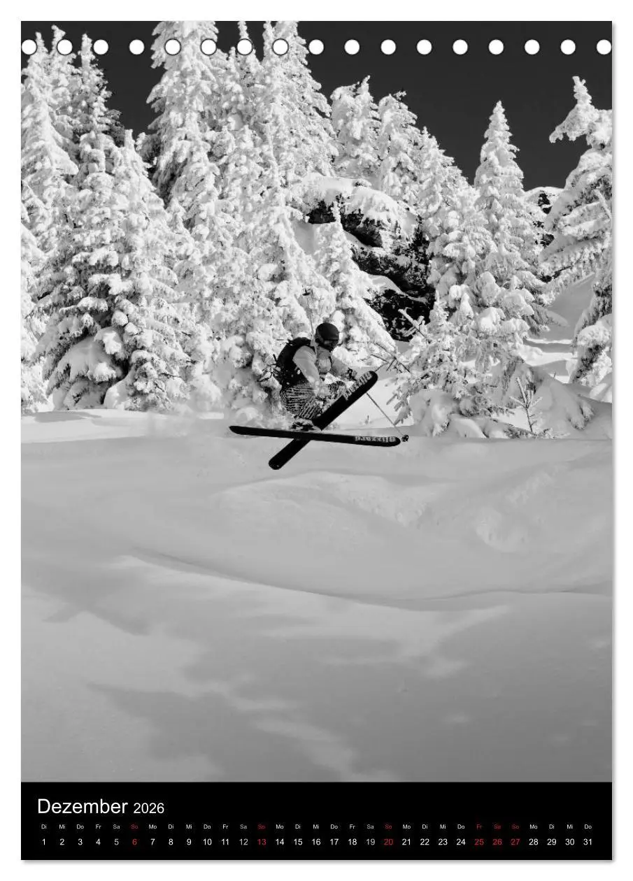 Bild: 9783516483642 | Monochrome Ski (Tischkalender 2026 DIN A5 hoch), CALVENDO...
