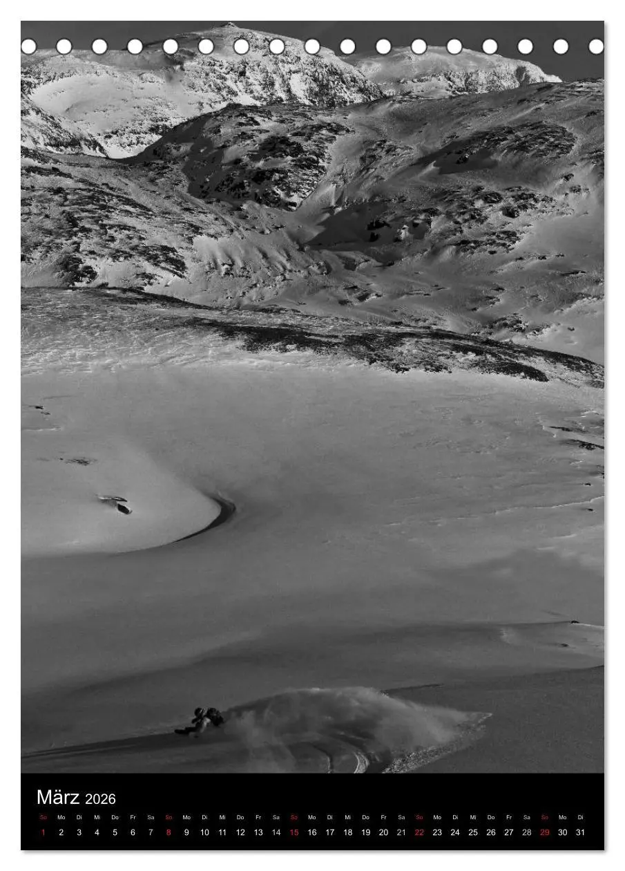 Bild: 9783516483642 | Monochrome Ski (Tischkalender 2026 DIN A5 hoch), CALVENDO...