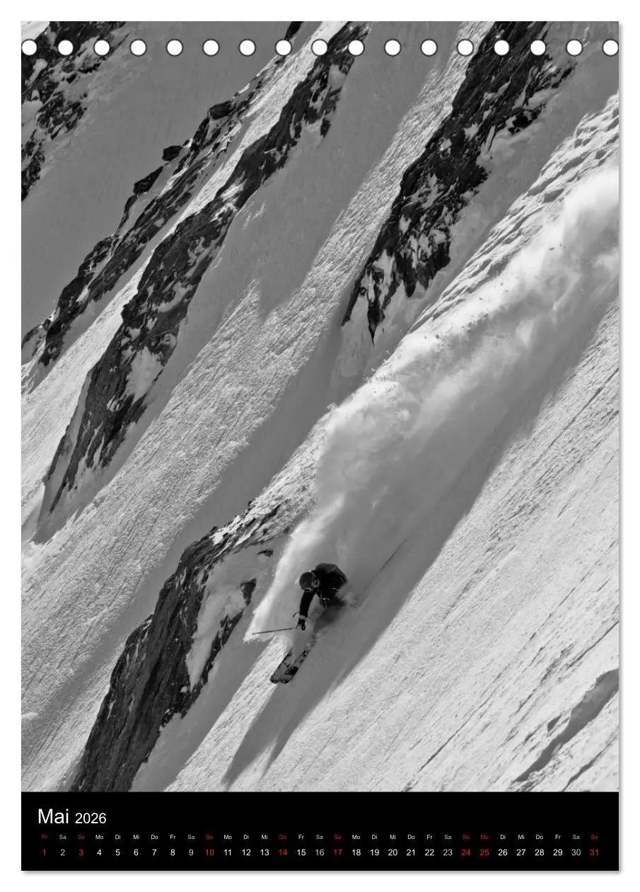 Bild: 9783516483642 | Monochrome Ski (Tischkalender 2026 DIN A5 hoch), CALVENDO...