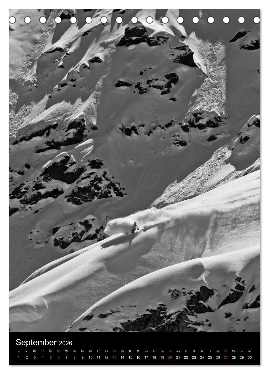 Bild: 9783516483642 | Monochrome Ski (Tischkalender 2026 DIN A5 hoch), CALVENDO...