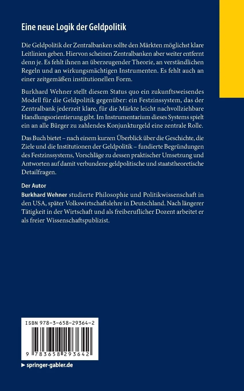 Rückseite: 9783658293642 | Eine neue Logik der Geldpolitik | Burkhard Wehner | Taschenbuch | x
