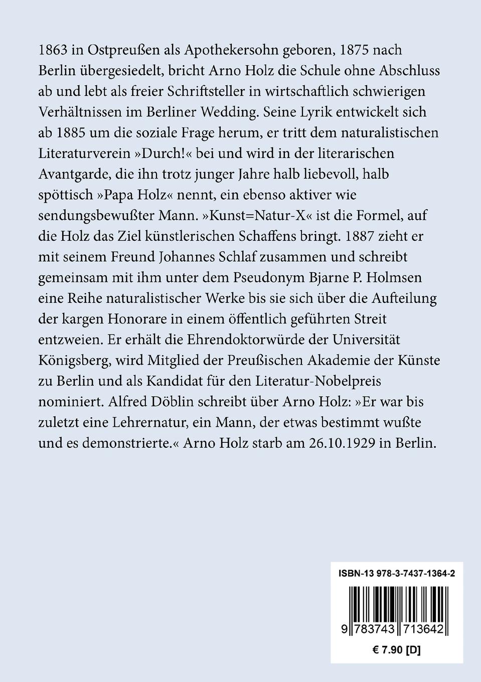 Rückseite: 9783743713642 | Dafnis | Arno Holz | Taschenbuch | 208 S. | Deutsch | 2017 | Hofenberg