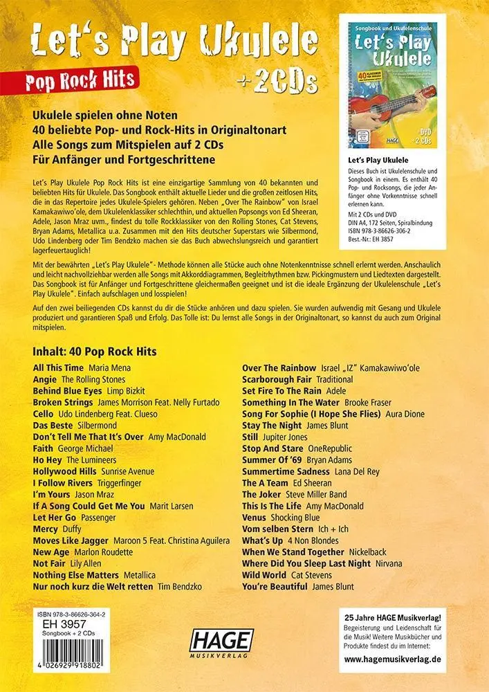 Bild: 9783866263642 | Let's Play Ukulele Pop Rock Hits + 2 CDs | Helmut Hage | Buch | 104 S.