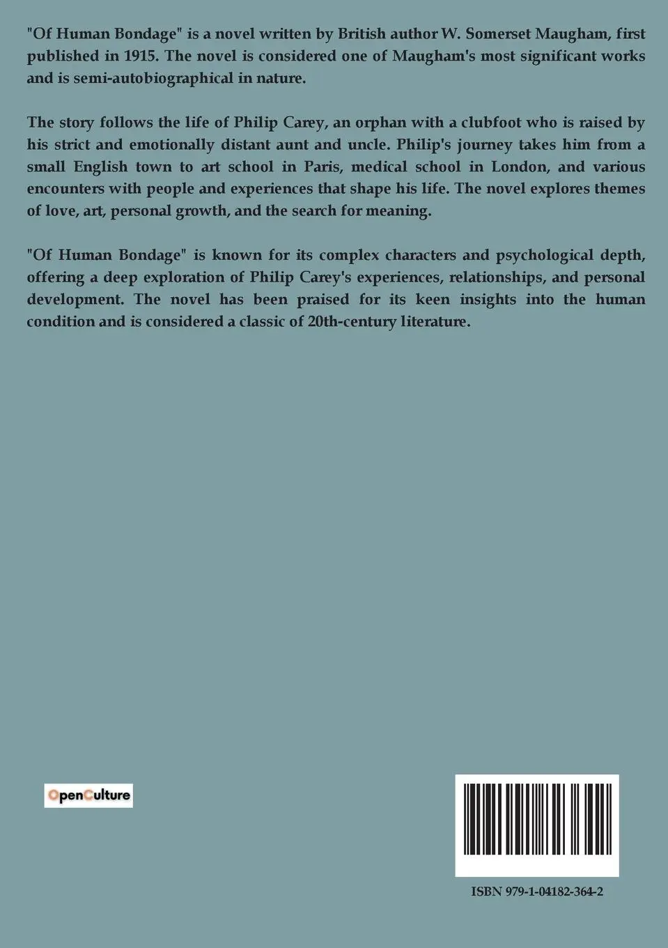 Rückseite: 9791041823642 | Of Human Bondage | W. Somerset Maugham | Taschenbuch | Paperback