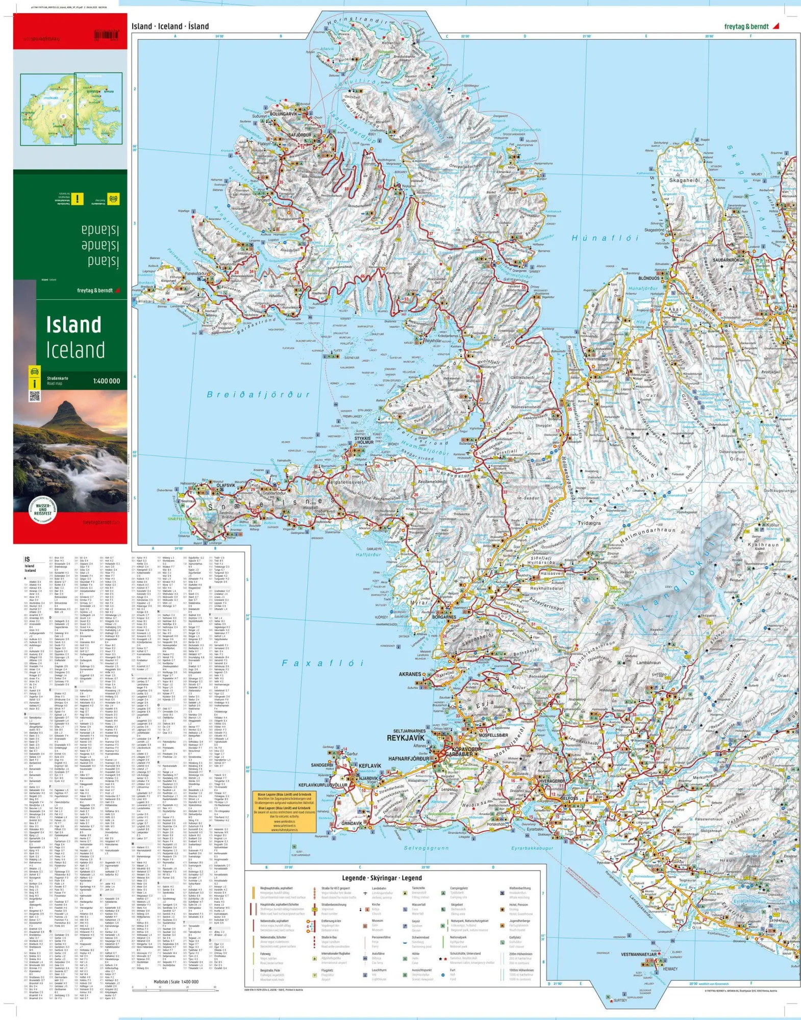 Bild: 9783707923742 | freytag &amp; berndt Straßenkarte Island, Softcover 1:400.000 | Berndt